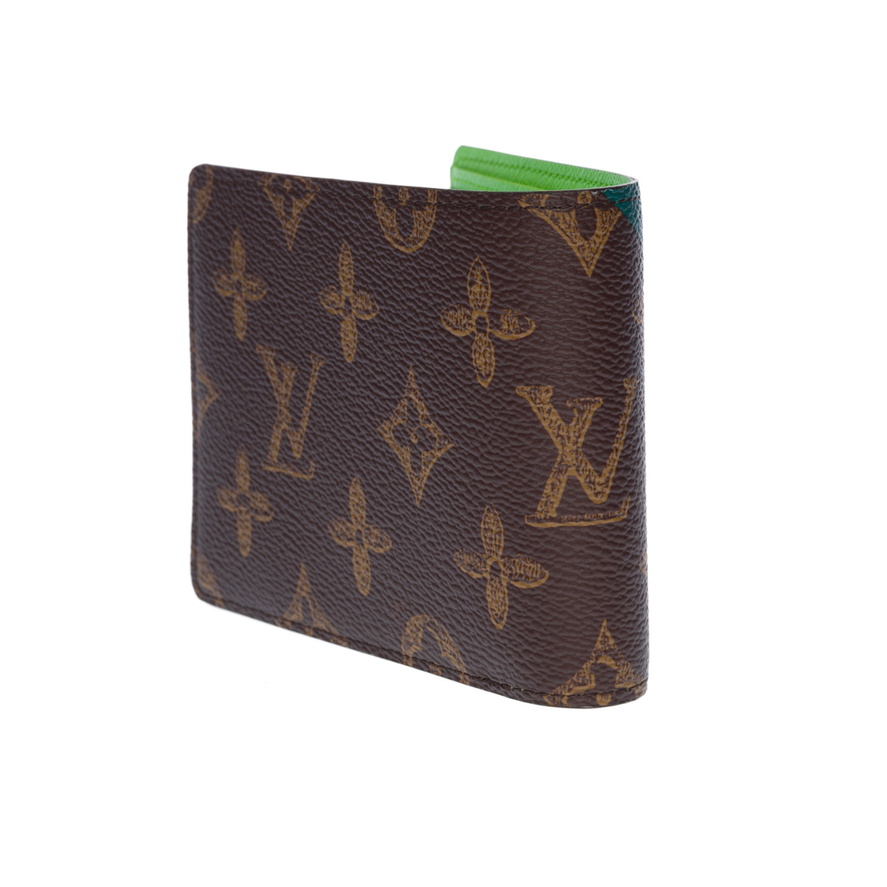 New-Virgil Abloh FW 2022-Multiple Wallet N°7 in brown canvas an green  leather at 1stDibs