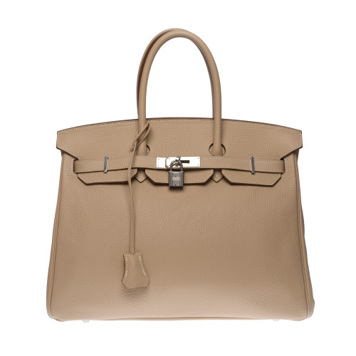 SAC À MAIN HERMES BIRKIN 35 EN CUIR TAURILLON CLEMENCE ARGILE -100847