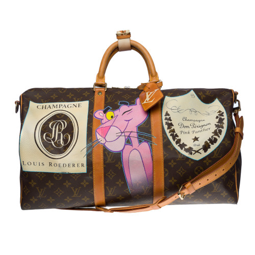 Customized Neverfull Tote bag Pink Panther and Champagne Bubbles