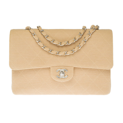 Sac CHANEL Timeless/Classique en Coton Beige - 121252245