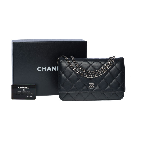 sac bandoulière wallet on chain (woc) en cuir noir)-101127