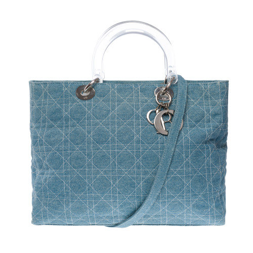 Sac DIOR Lady Dior en Denim Bleu - 141347358