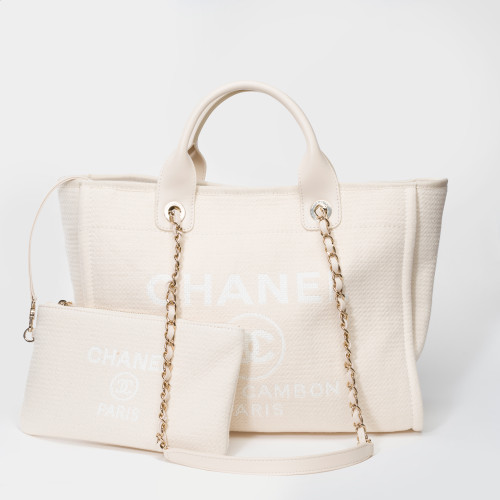 Sac CHANEL Deauville en Coton Blanc - 101422