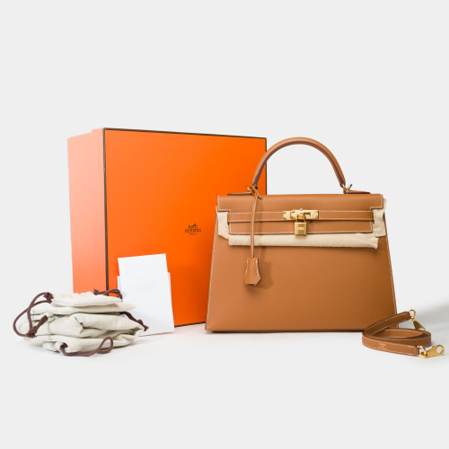 Sac HERMES Kelly 32 en Cuir Doré - 101786