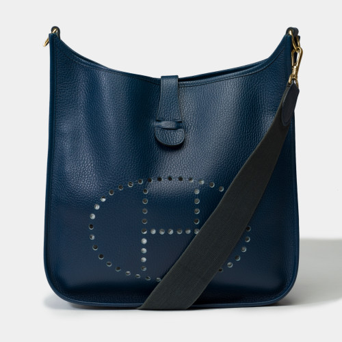 Sac HERMES Evelyne en Cuir Bleu - 101787