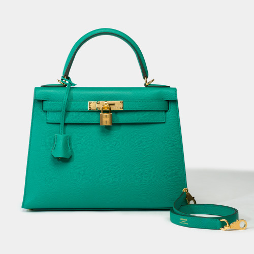 Sac HERMES Kelly 28 en Cuir Vert - 101801