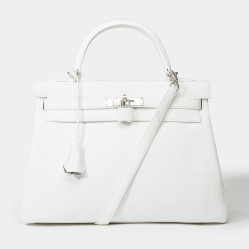 Sac HERMES Kelly 32 en Cuir Blanc - 101814