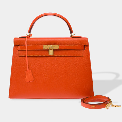 Sac HERMES Kelly 32 en Cuir Orange - 102810