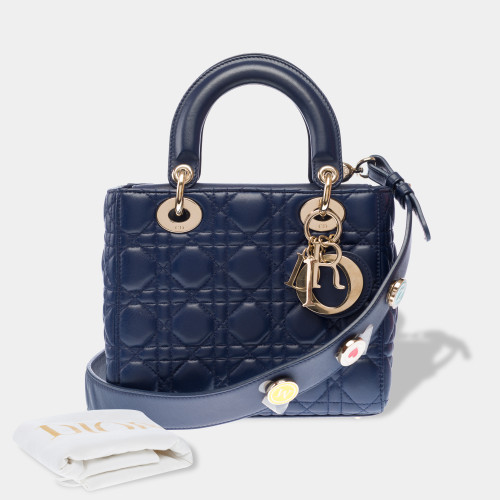 Sac DIOR Lady Dior en Cuir Bleu Marine - 102907