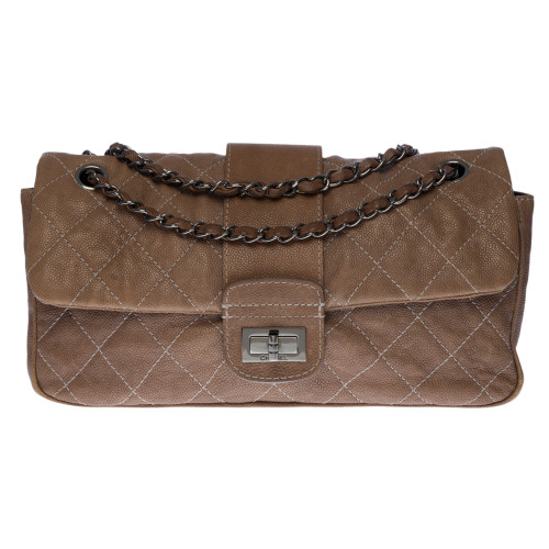 SAC BANDOULIÈRE 2.55  EN CUIR TAUPE-1203018736