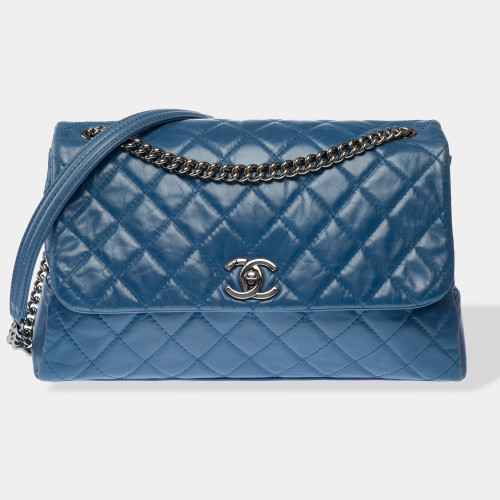 Sac CHANEL Timeless/Classique en Cuir Bleu - 100093