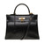 EXCEPTIONNEL SAC À MAIN HERMES KELLY 35 RETOURNE  BANDOULIERE EN CUIR BOX NOIR -100039