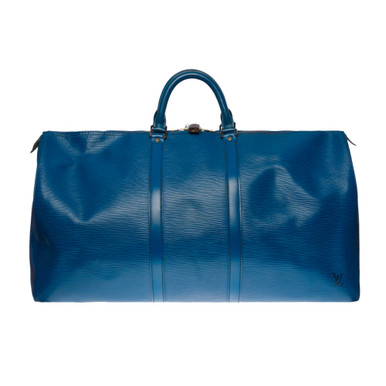 Very Chic Louis Vuitton Keepall 55 Travel bag in Bleu Cobalt epi