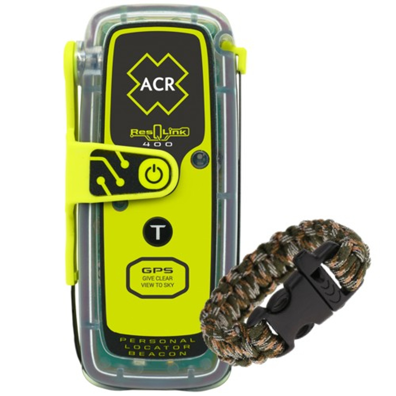 ACR ResQLink 400 NZ Personal Locator Safety Beacon - PLB Option with Camo Paracord