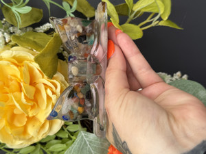 Crystal Resin Bow Candle Holder – Mixed Healing Crystals