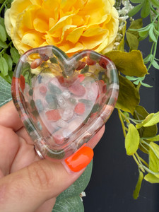 Crystal Resin Heart Trinket Dish – Mixed Crystals 
