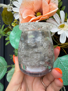 Clear Quartz & Labradorite Tea Light Holder / Trinket Jar