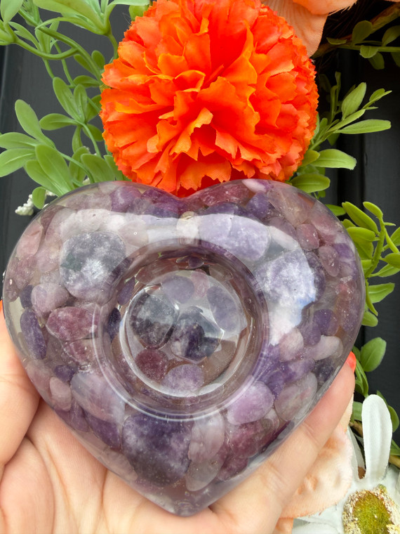 Amethyst & Lepidolite Heart  