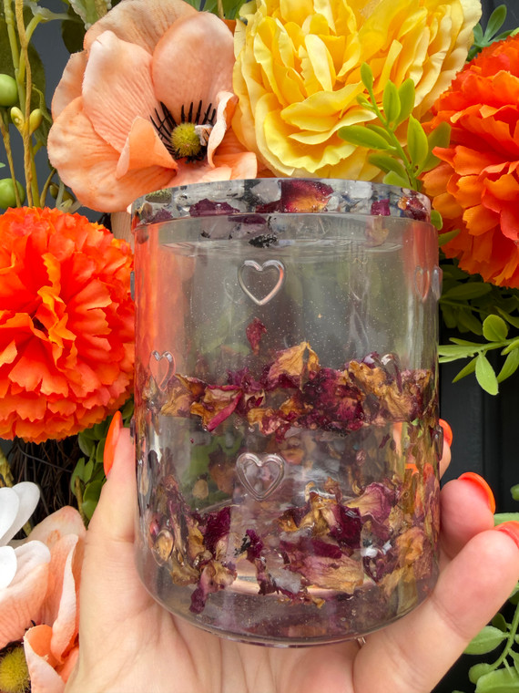 Rose Petal & Moonstone Resin Pot