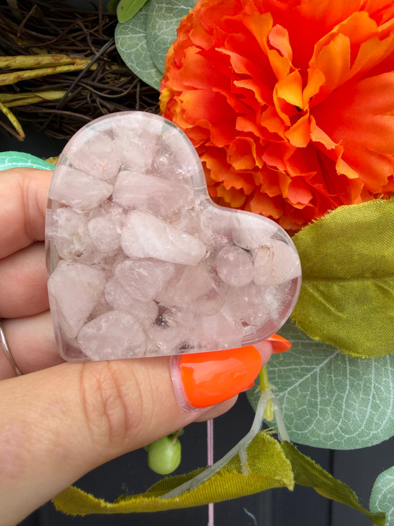Crystal Resin Heart Photo Stand – Rose Quartz