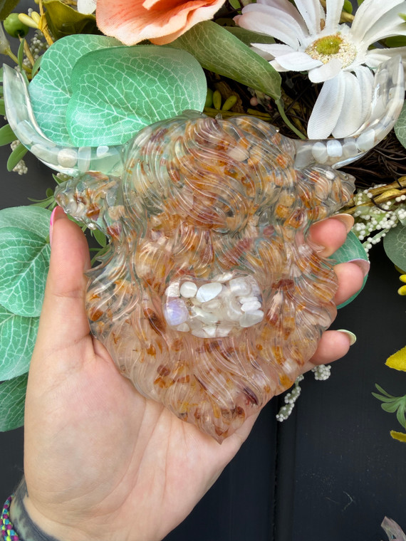 Golden Healer & Moonstone Highland Cow Wall Hanging