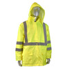 RW10-3S1Y Lightweight Rain Jacket - Hi Viz Green - Hood Up