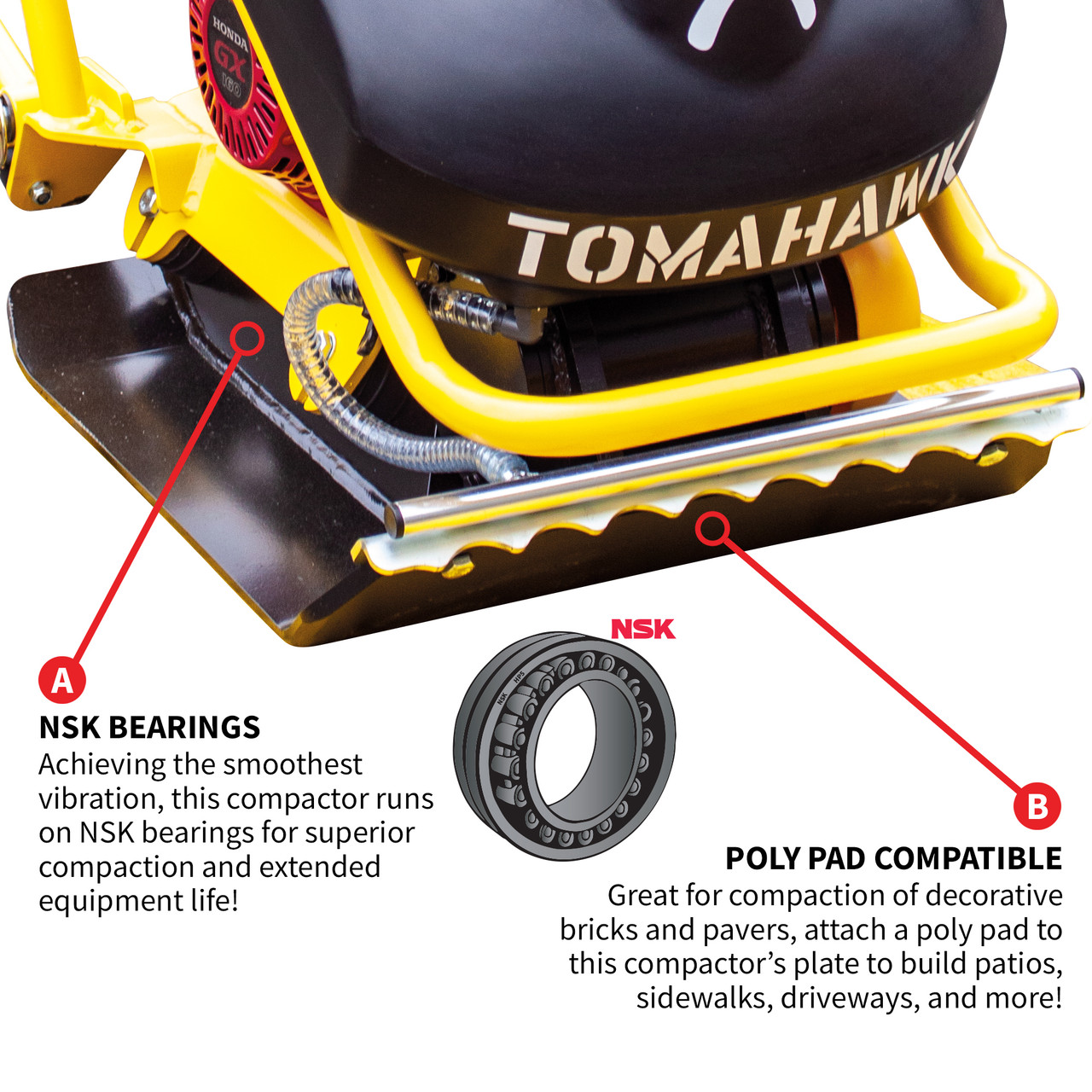 TOMAHAWK 5.5 HP Honda Vibratory Plate Compactor Tamper for Dirt