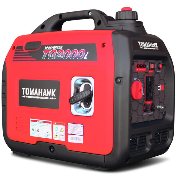 TOMAHAWK 2000 Watt Inverter Generator Super Quiet Portable Power for Construction and Residential Home Use 120V and USB Outlet Panel