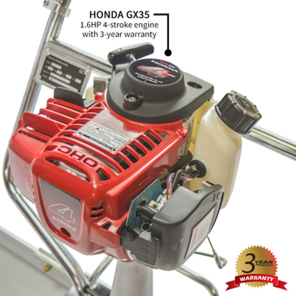 TOMAHAWK 1.6 HP Honda Gas Vibrating Concrete Power Screed Motor with 12 ft Aluminum Magnesium Board Straight Edge Bar Set and 360° Handles with GX35 Honda Engine