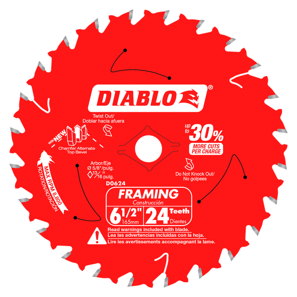 Diablo 24-Tooth Circular Saw Blade for Wood 6-1/2"