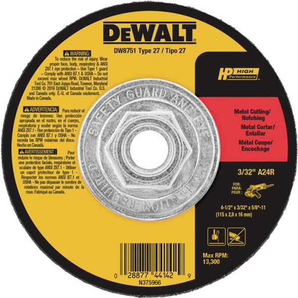 Dewalt 4-1/2" x 3/32" x 5/8"-11 Metal Notching Wheel