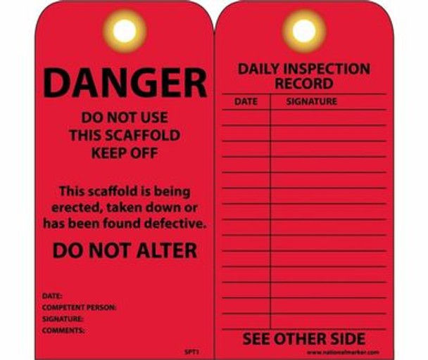 Scaffold Inspection Tag - 25 Pack DANGER DO NOT USE THIS SCAFFOLD