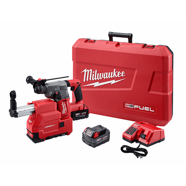 Milwaukee M18 FUEL 1" SDS Plus Rotary Hammer Kit with Dust Extrator & 2 Batteries