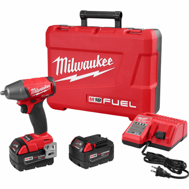 Milwaukee M18 FUEL 3/8" Compact Impact Wrench Kit with 2 5.0 Amp Hour Batteries