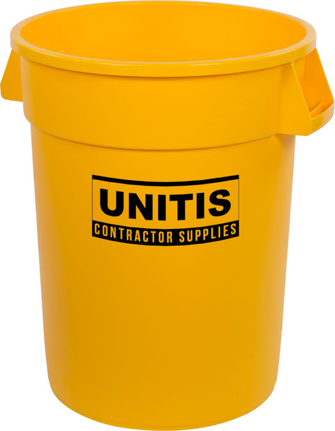 Round Waste Bin Trash Container - Yellow