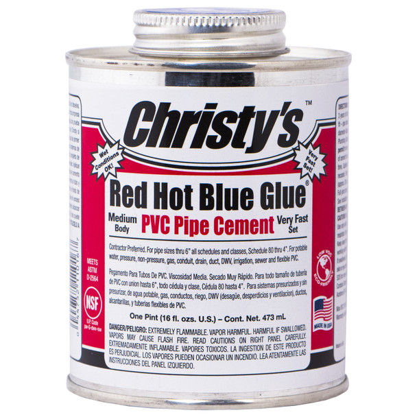 Red Hot Blue Glue, PVC Pipe Cement - Quart