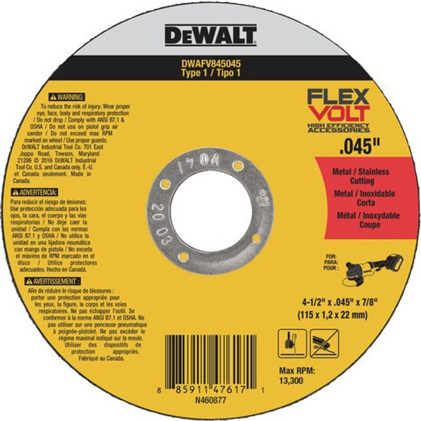 Dewalt 4-1/2" Flexvolt® Metal Cutting Wheel, Type 1