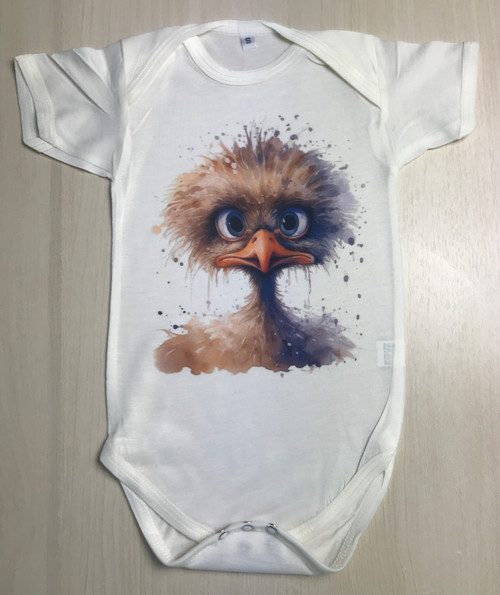BOS-421: Confused Baby Ostrich on a Onesie