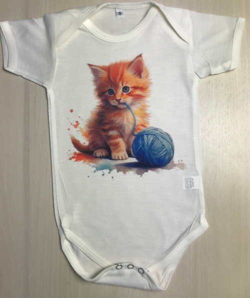 BOS-425: Kitten Playing with a Blue Ball of Yearn Onesie