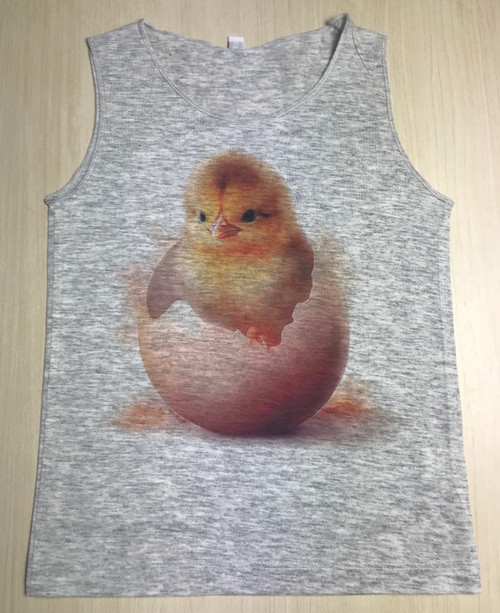 KTT-569: Hatching Chick on a Grey Tank Top