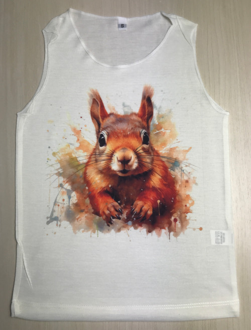 KTT-586: Red Squirrell Peering on a Tank Top