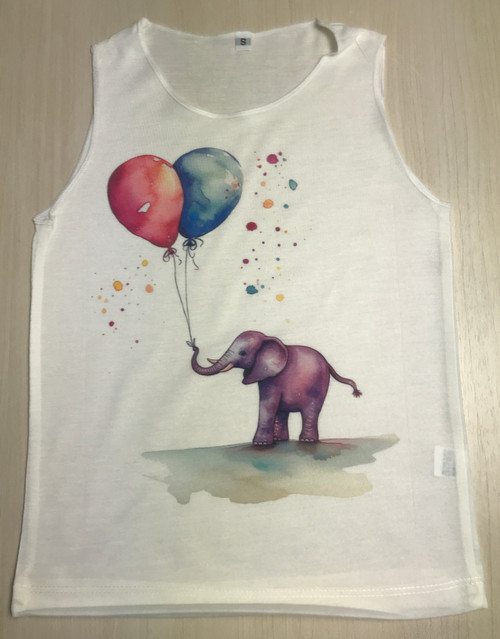 KTT-588: Elephant with Two Balloons on a Tank Top
