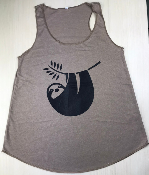 TT-759: Sloth Silhouette on a brown Tank Top
