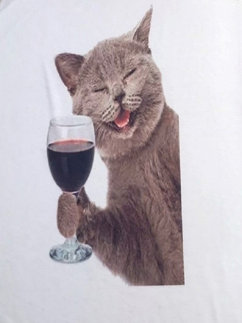 A-30: Happy Cat with a Wine Glass Tank Top