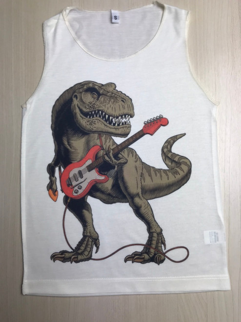 KTT-475: Cool Dino Guitar on a Kid's Tank Top