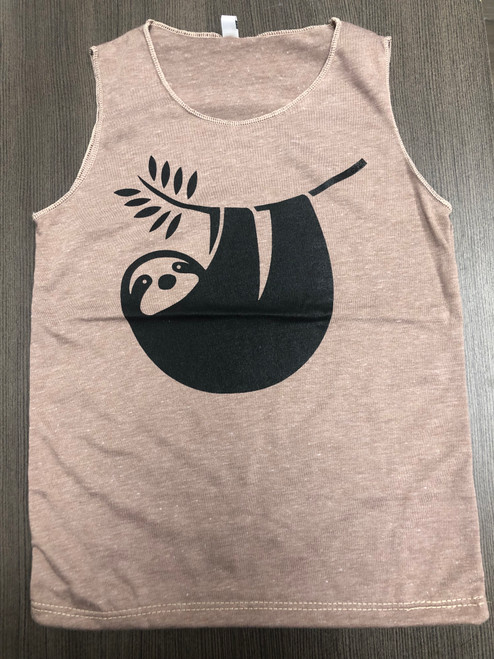 KTT-499: Hanging Sloth on a Brown Kid's Tank Top