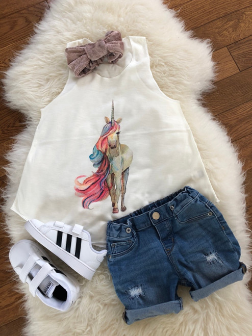 CT-131: Beautiful Unicorn on a Kid's Tank Top