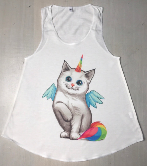 CT-316: Unicorn Cat with Wings on a Kid's Tank T