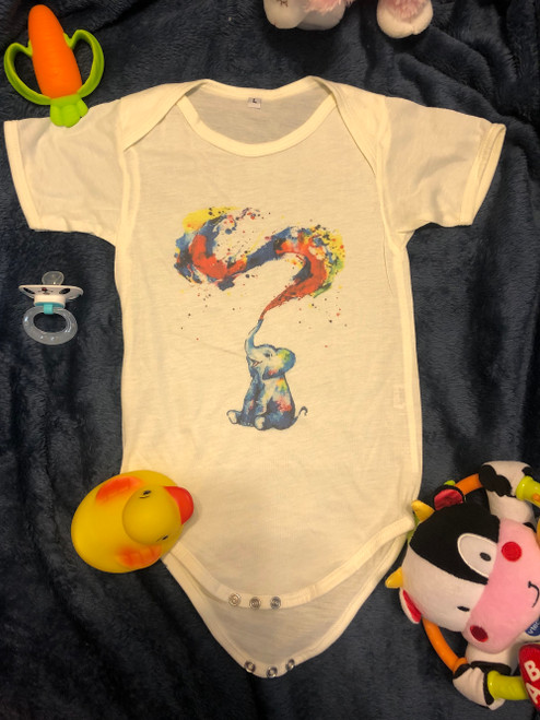 BOS-215: Baby Elephant Painting the Rainbow Onesie