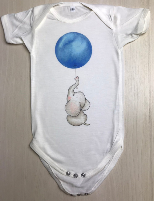 BOS-430: Baby Elephant holding a Blue Balloon Onesie